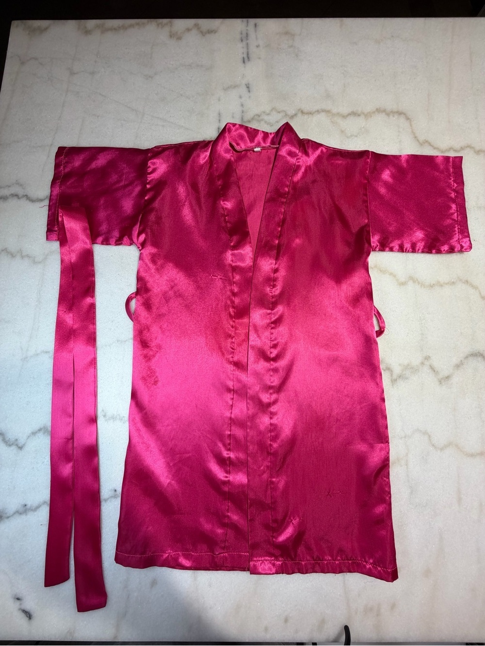 Kids Satin Kimono Robe in Bright Fuchsia